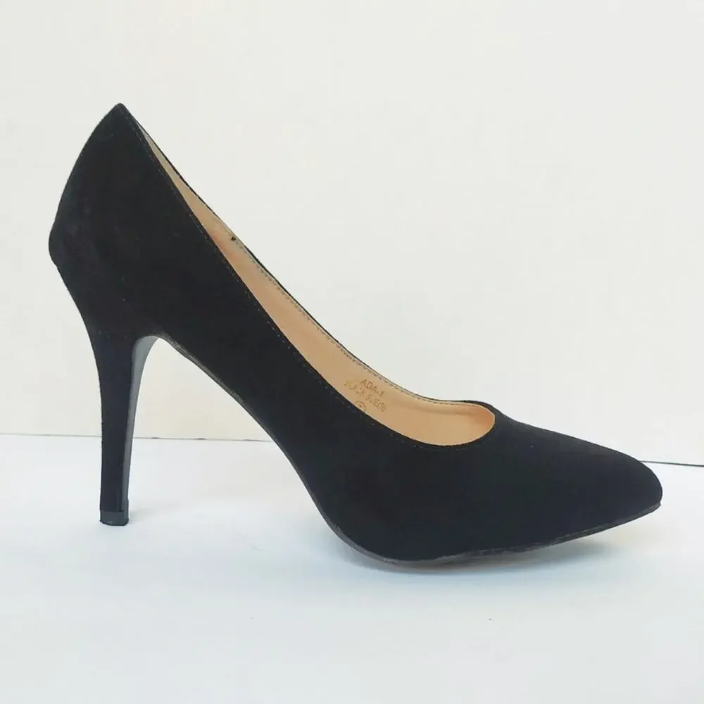 Bella Marie Black Suede Pointed Toe Heels